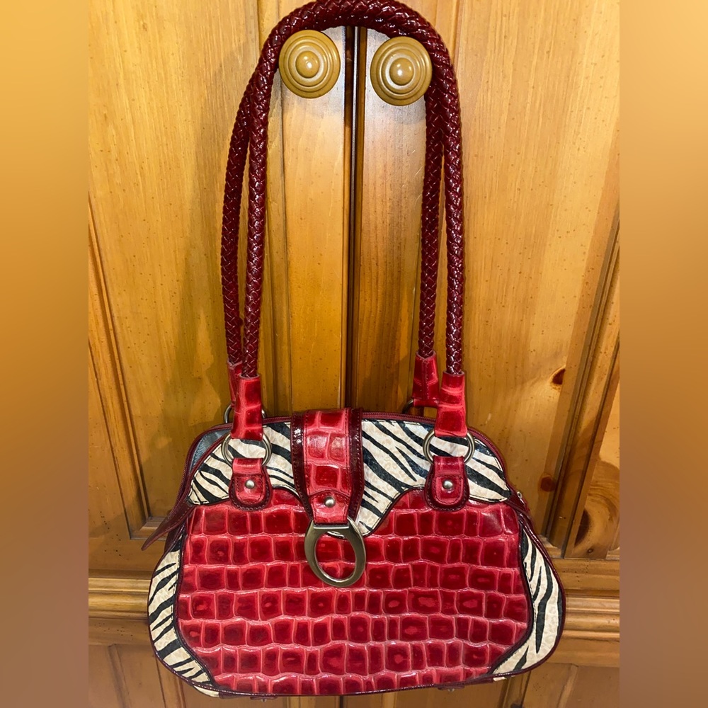 MC red and zebra handbag